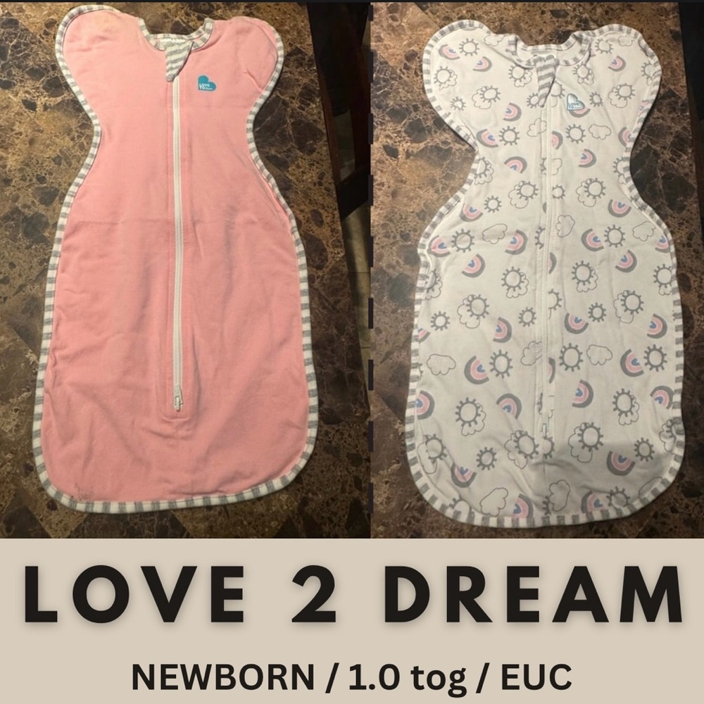 Bundle of two (2) Love 2 to Dream Newborn Swaddles or Sleep Sacks